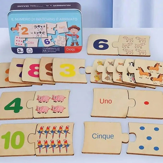 PUZZLE MONTESSORI IN LEGNO – Numeri, Quantità e Parole per Bambini 3+ - BAZAR360