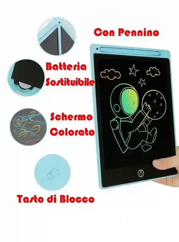 TAVOLETTA GRAFICA LCD 8.5” per Bambini – Scrivi, Disegna e Cancella con un Tocco - BAZAR360