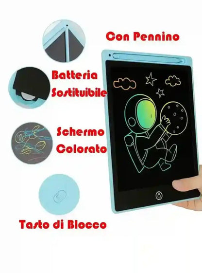 TAVOLETTA GRAFICA LCD 8.5” per Bambini – Scrivi, Disegna e Cancella con un Tocco - BAZAR360
