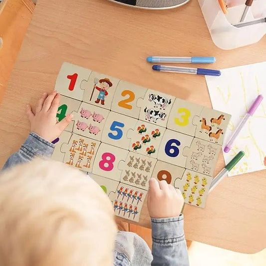 PUZZLE MONTESSORI IN LEGNO – Numeri, Quantità e Parole per Bambini 3+ - BAZAR360