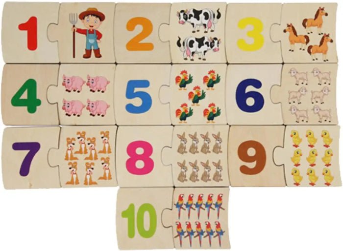 PUZZLE MONTESSORI IN LEGNO – Numeri, Quantità e Parole per Bambini 3+ - BAZAR360