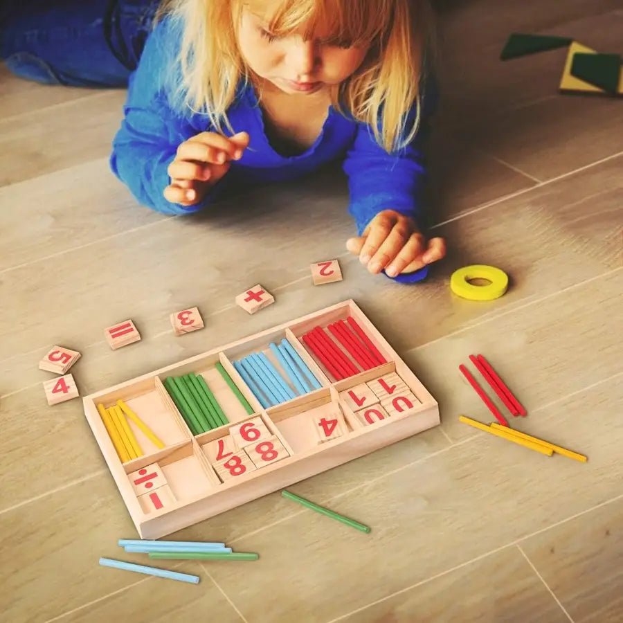 GIOCO EDUCATIVO MONTESSORI – Numeri, Operazioni e Bastoncini Colorati in Legno - BAZAR360