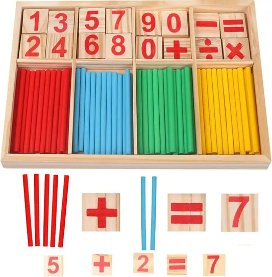 GIOCO EDUCATIVO MONTESSORI – Numeri, Operazioni e Bastoncini Colorati in Legno - BAZAR360