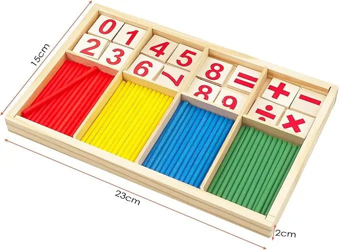 GIOCO EDUCATIVO MONTESSORI – Numeri, Operazioni e Bastoncini Colorati in Legno - BAZAR360